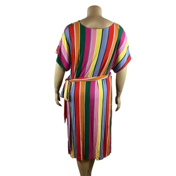 Eloquii Wrap Around Dress Size 18 Rainbow Stripe - Picture 5 of 7